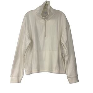 Beyond Yoga Half-Zip Sweatshirt NWT Off White XL Kangaroo Pocket Cozy Athleisure